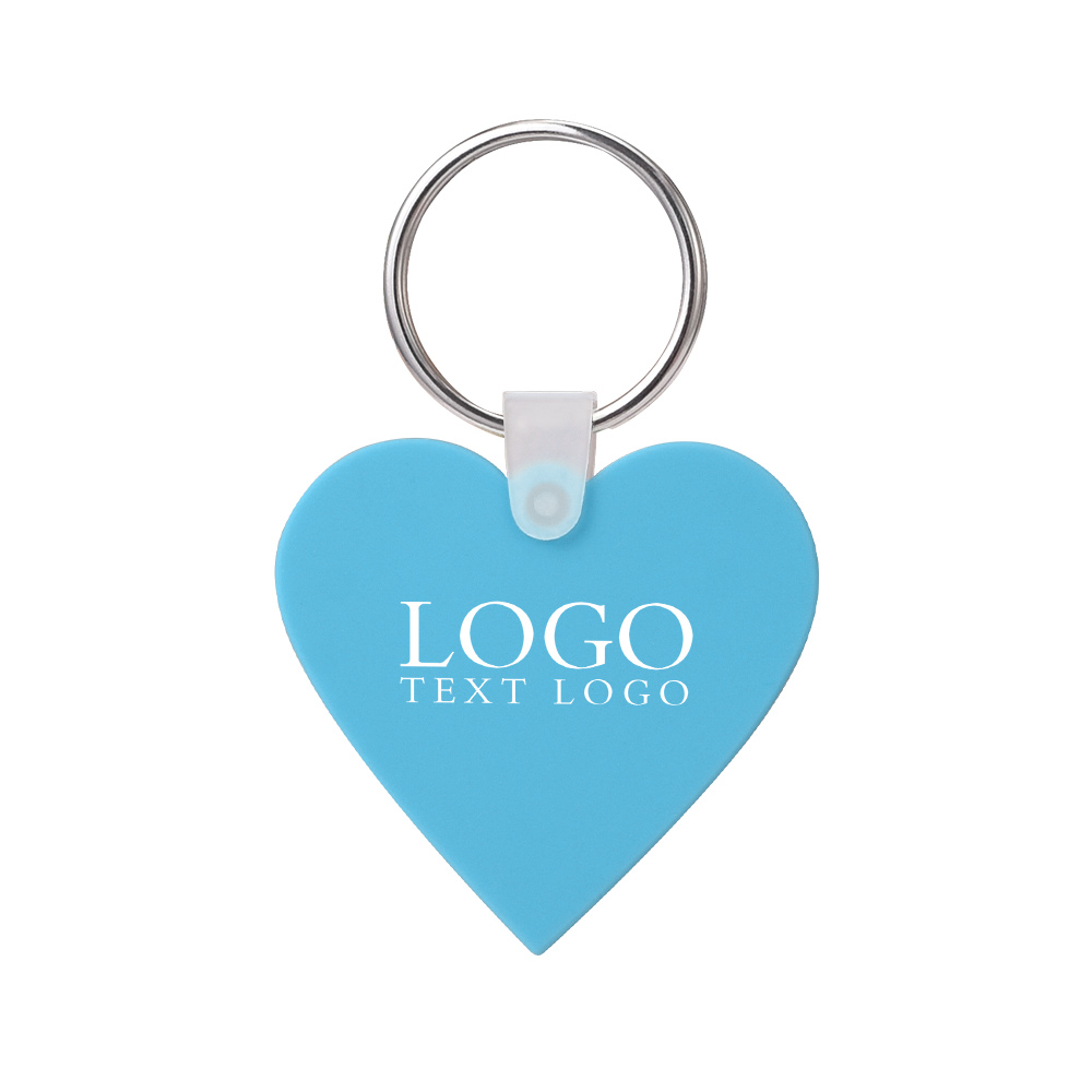Heart Shaped Silicone Key Tag Blue With Logo