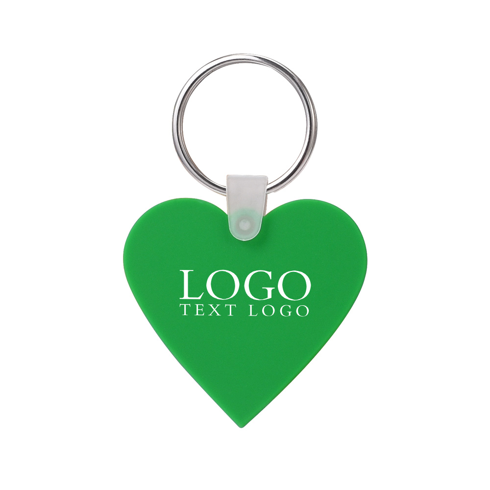 Heart Shaped Silicone Key Tag Green With Logo