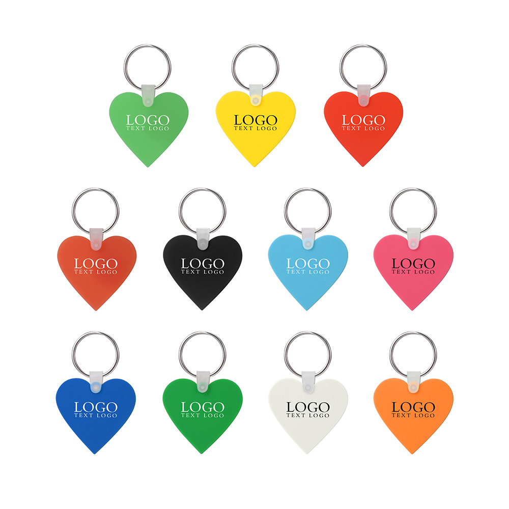 Heart Shaped Silicone Key Tag Group With Logo