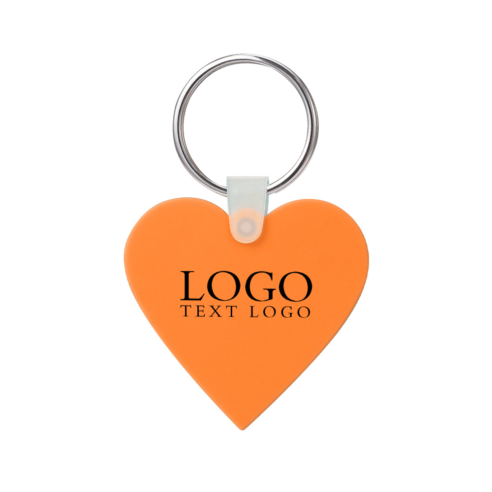 Heart Shaped Silicone Key Tag Orange With Logo