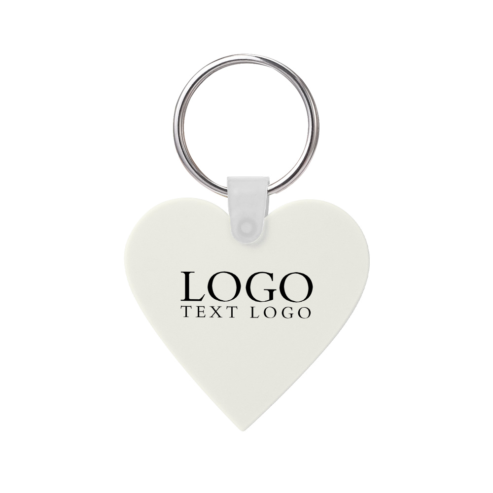 Heart Shaped Silicone Key Tag White With Logo