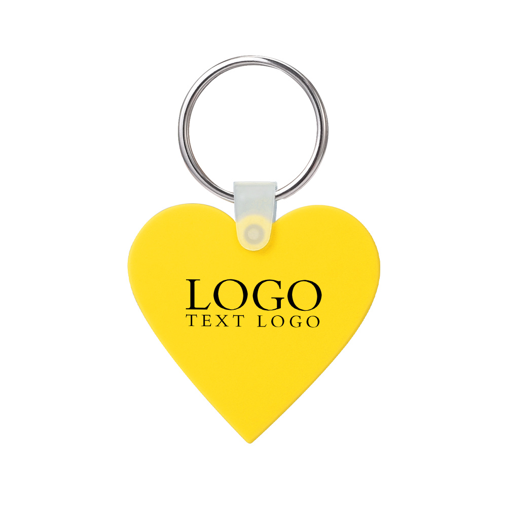 Heart Shaped Silicone Key Tag Yellow With Logo