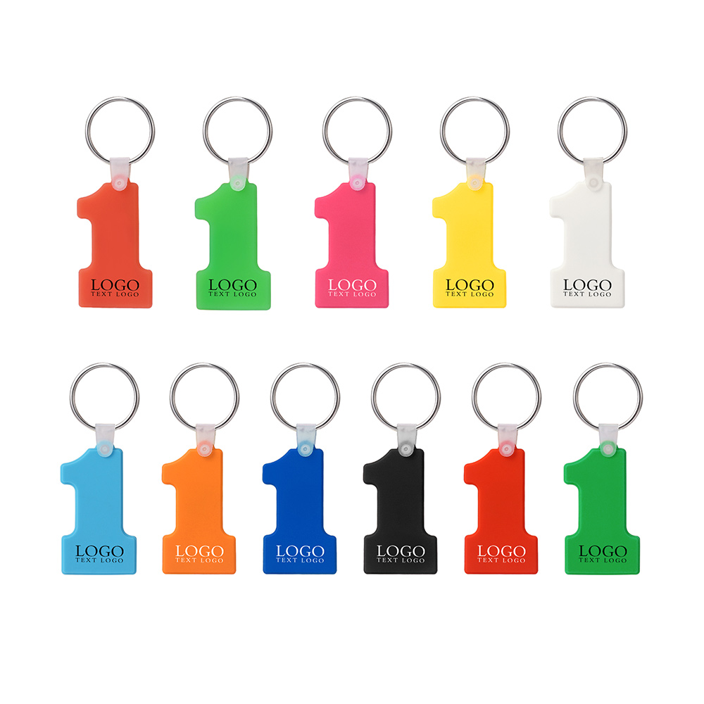 Number One-Shaped Soft Silicone Keychain With Logo Group