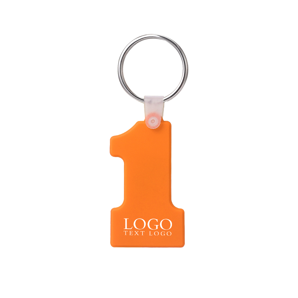 Orange Number One-Shaped Soft Silicone Keychain With Logo