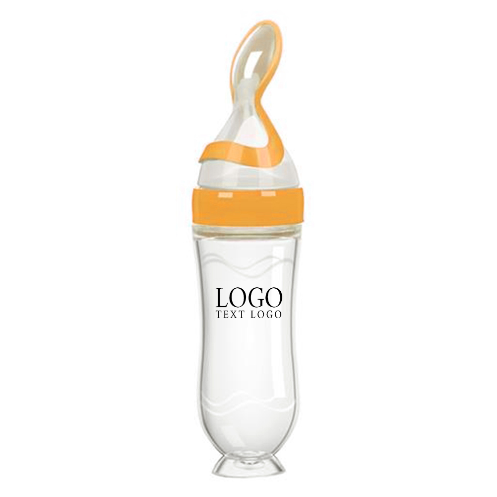 Orange Promo Silicone Squeeze Feeding Bottle Spoon With Logo