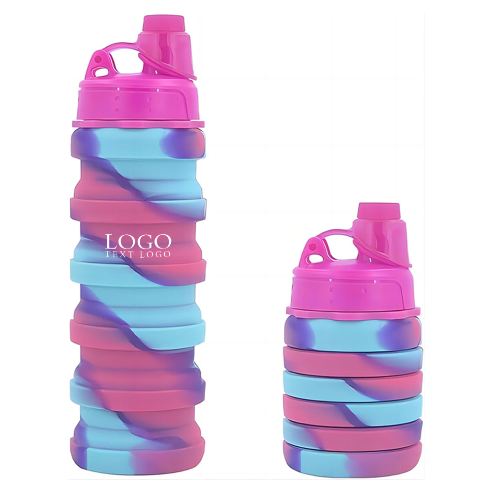 Peach Promo Rainbow Collapsible Sports Water Bottles With Logo