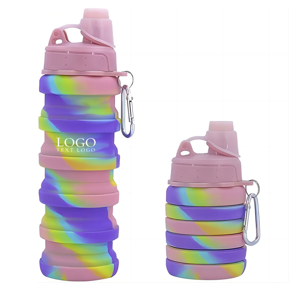 Pink Promo Rainbow Collapsible Sports Water Bottles With Logo