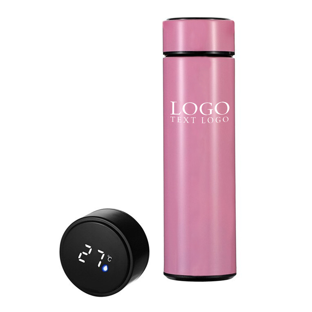 Pink Promo Temperature Display Smart Insulated Water Bottle 17 oz With Logo