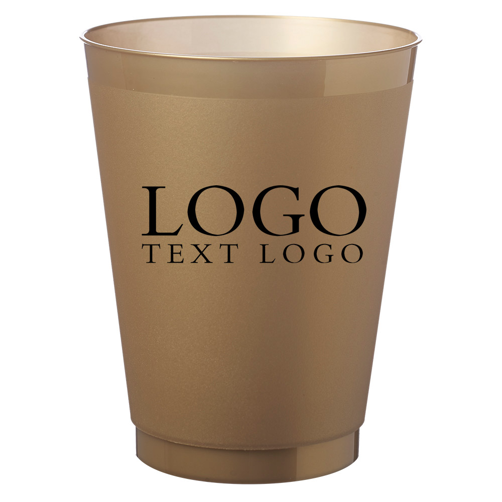 Promo 16 oz Frost Flex Frosted Plastic Stadium Cup Gold With Logo