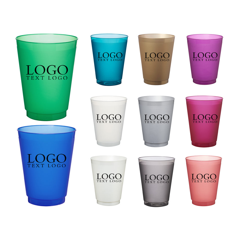 Promo 16 oz Frost Flex Frosted Plastic Stadium Cup Group With Logo