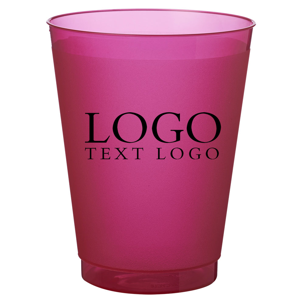 Promo 16 oz Frost Flex Frosted Plastic Stadium Cup Pink With Logo