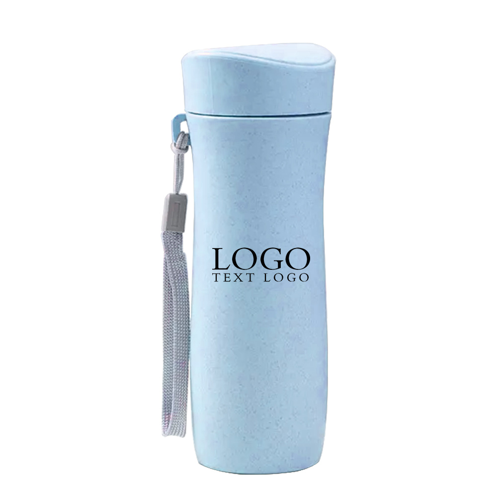 Promo Simple Wheat Straw Fiber Water Bottle With Logo Light Blue