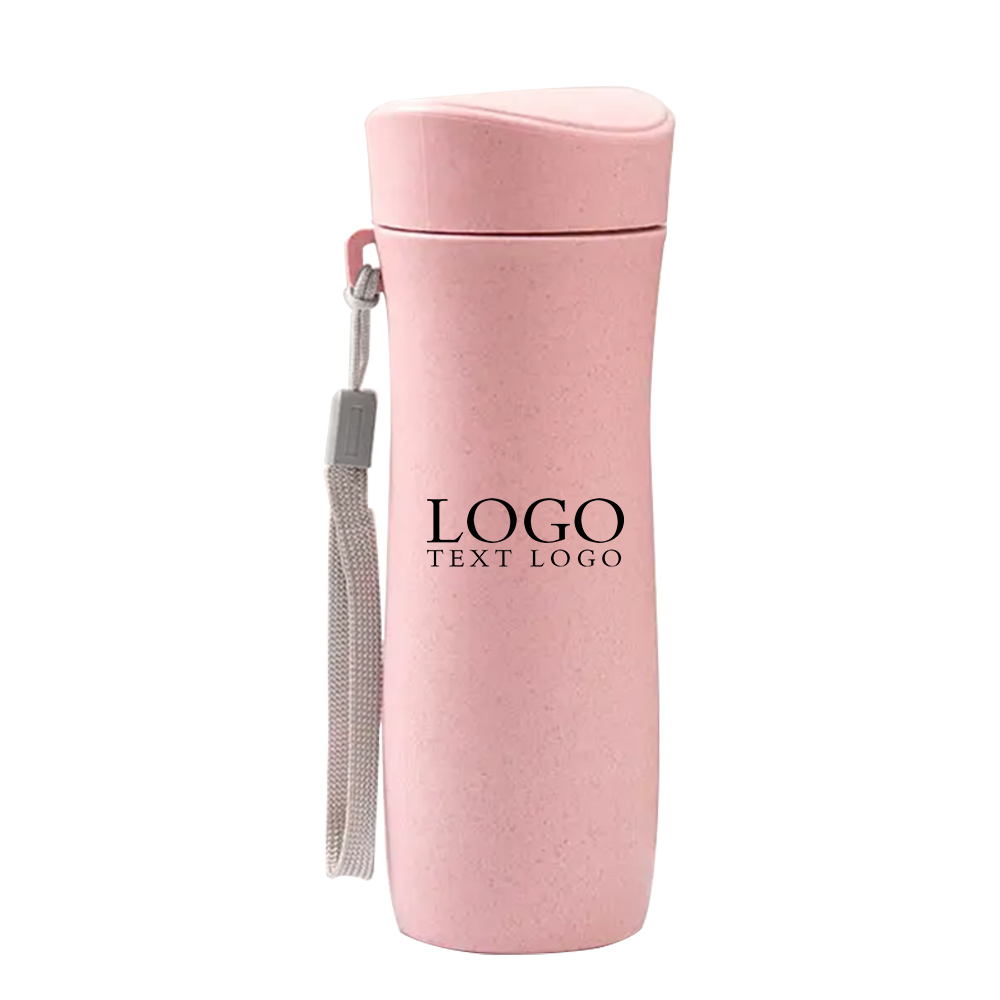 Promo Simple Wheat Straw Fiber Water Bottle With Logo Pink