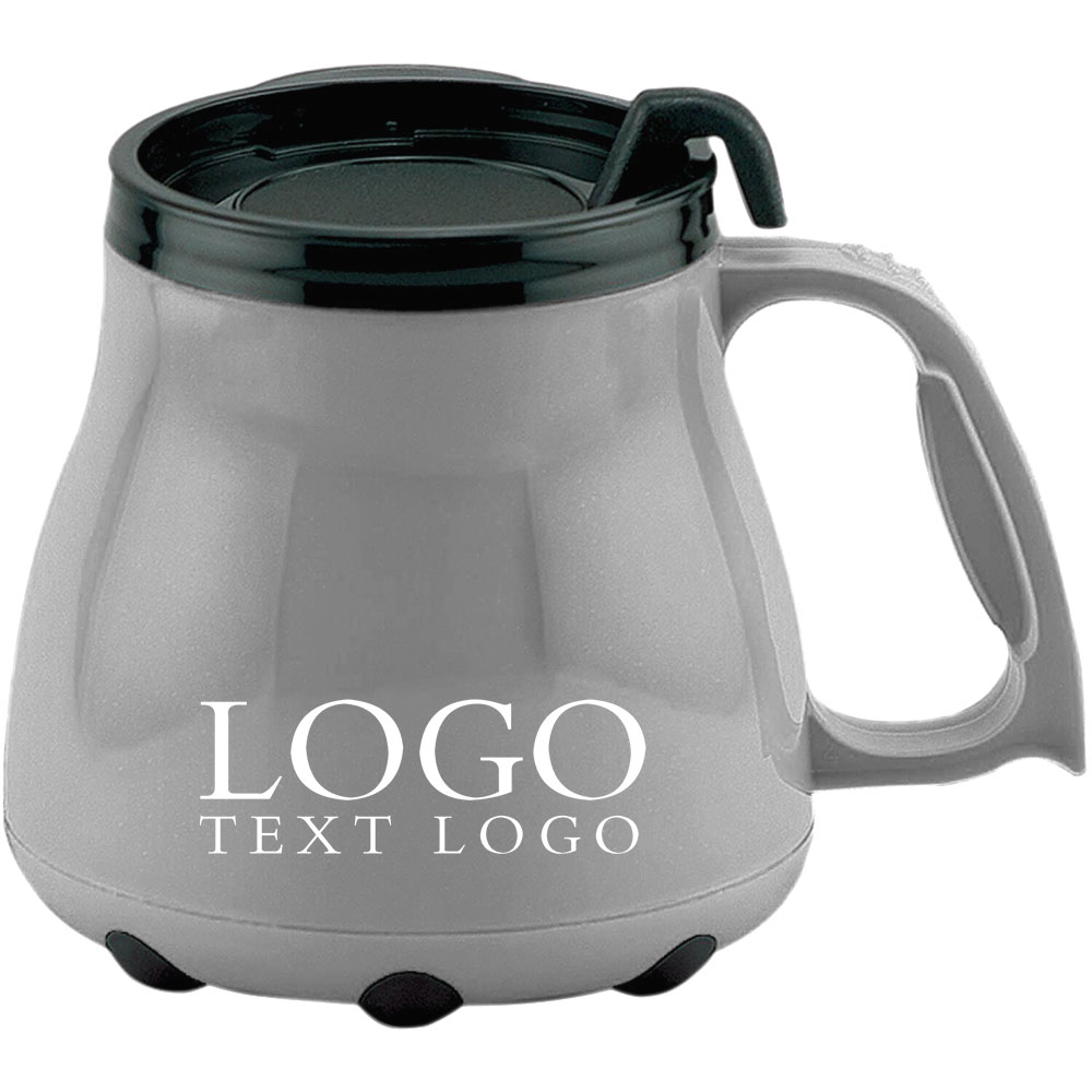 Promotional 16 Oz Low Rider Desk Mug Silver With Logo