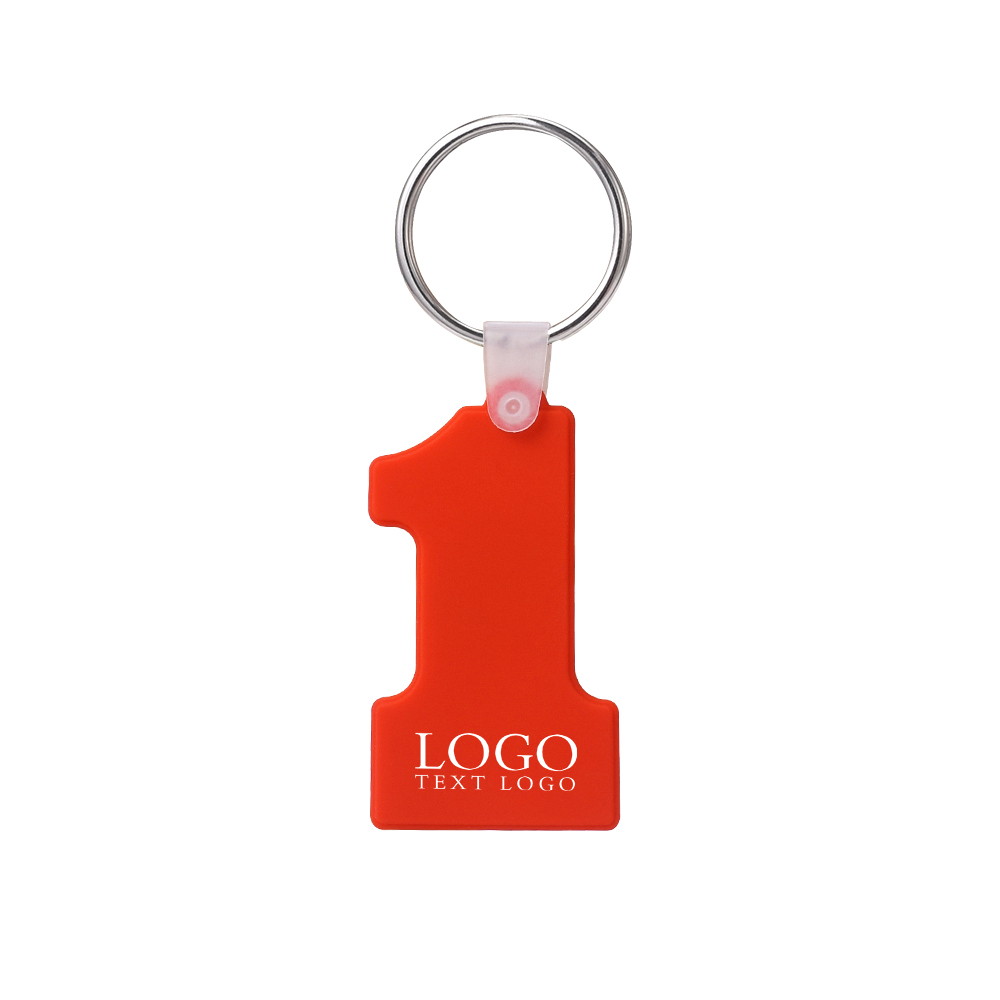 Red Number One-Shaped Soft Silicone Keychain With Logo