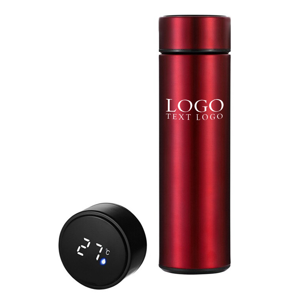Red Promo Temperature Display Smart Insulated Water Bottle 17 oz With Logo