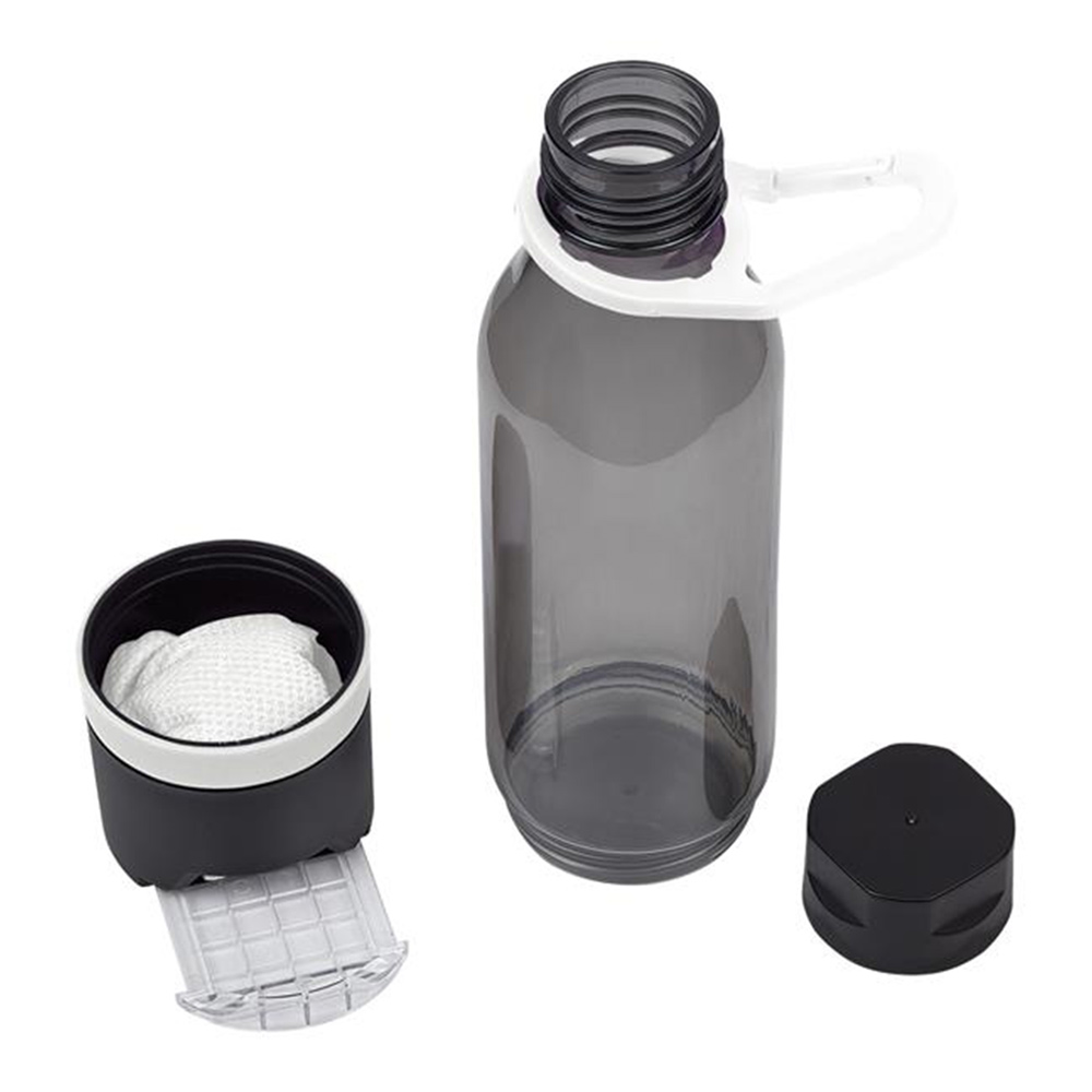 White Workout Bottle with Mobile Holder and Towel