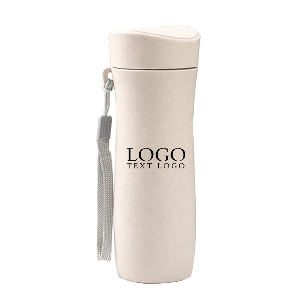 logo Beige Promo Simple Wheat Straw Fiber Water Bottle With Logo