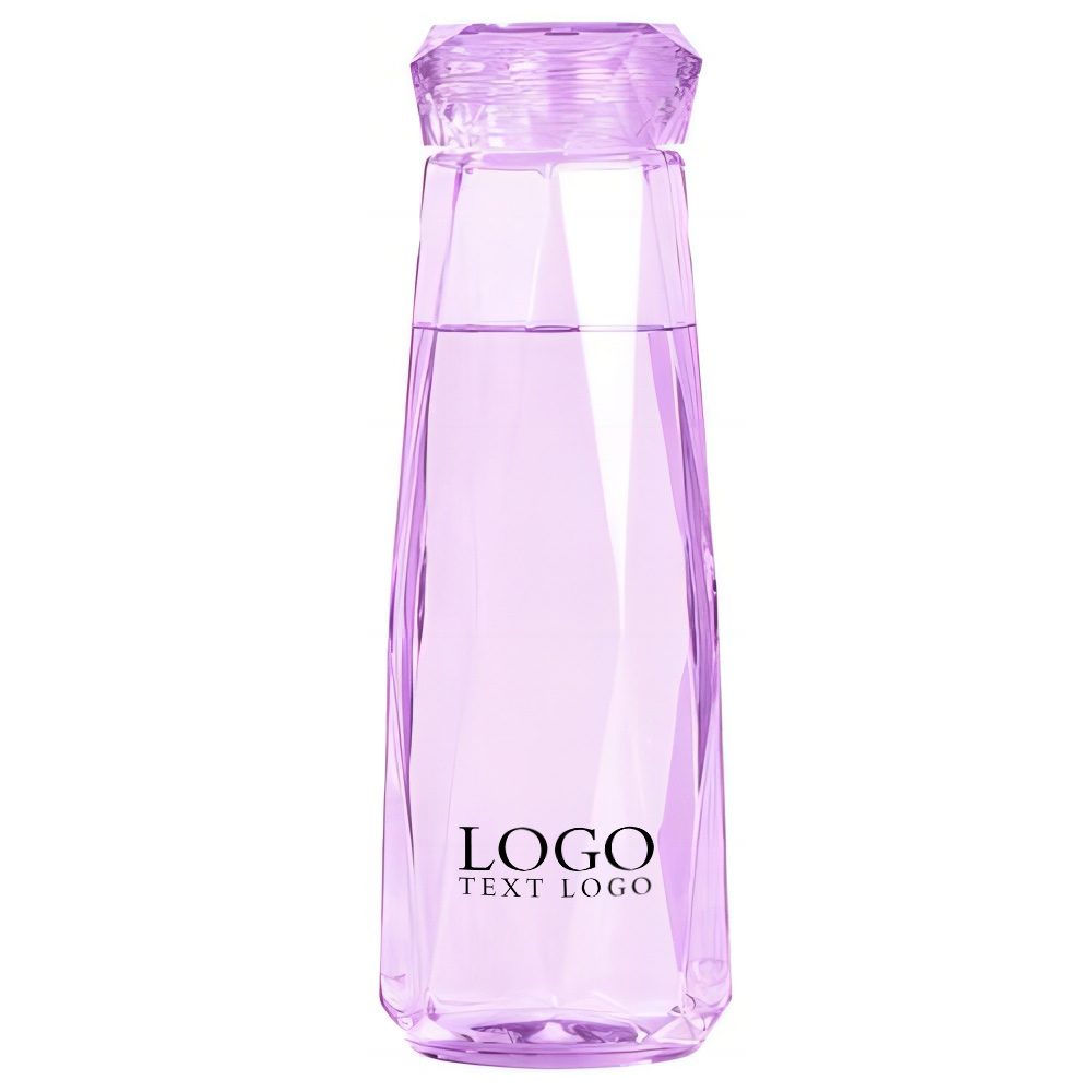 14 Oz Diamond Glass Water Botle Purple with Logo