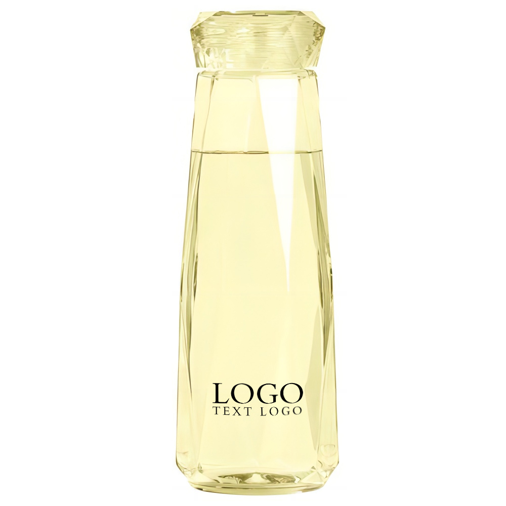 14 Oz Diamond Glass Water Botle Yellow with Logo