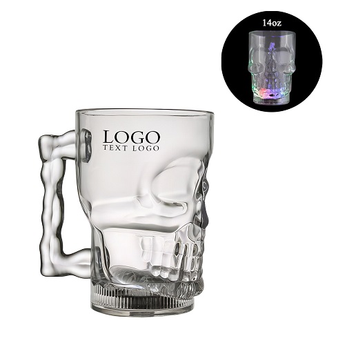 14 oz Light Up Skull Halloween Party Acrylic Mug