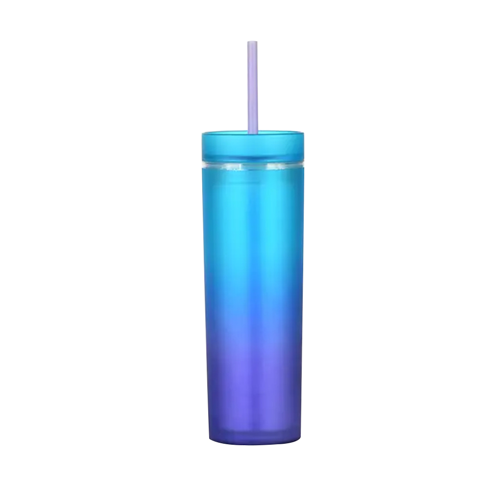 16 Oz Colorful Plastic Straw Cup Blue Purple