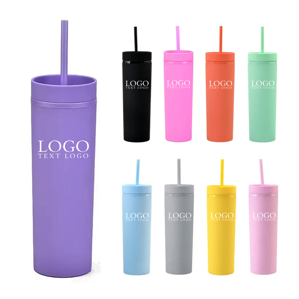 16 Oz Plastic Frosted Cup With Straw Free Shipping