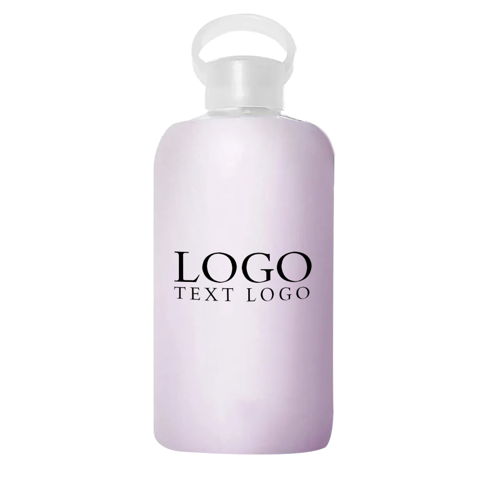 17 Oz Glass Bottle with Silicone Sleeve Purple with Logo