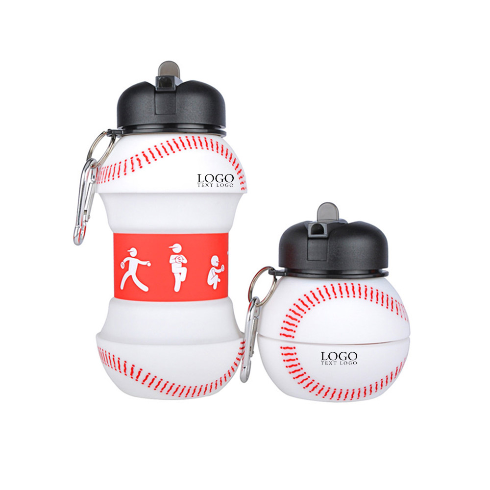 19 Oz Folding Sport Water Bottle Baseball with Logo
