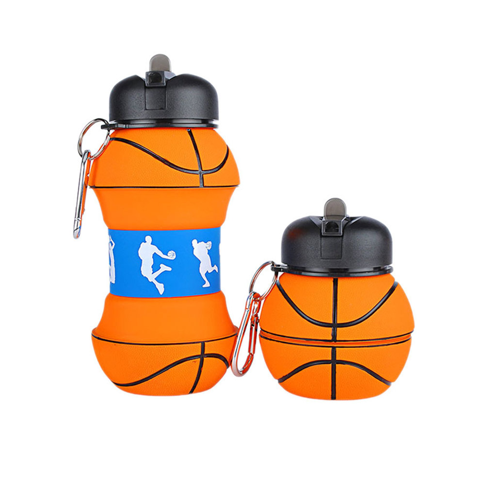 19 Oz Folding Sport Water Bottle Basketball
