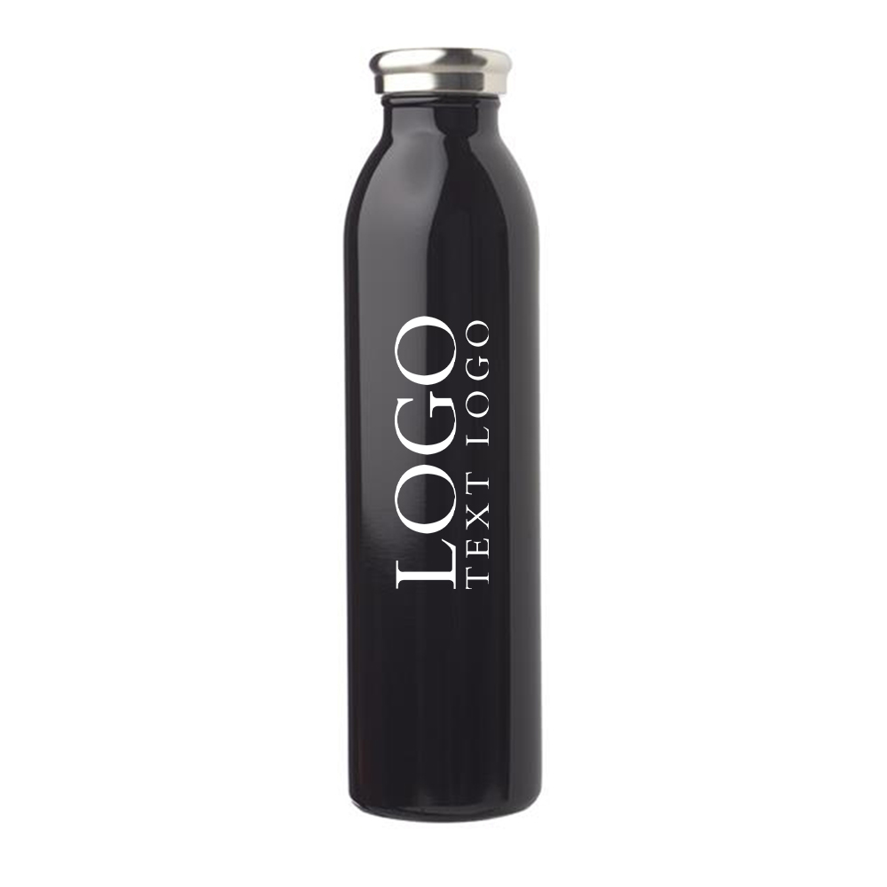 20 Oz Black Stainless Steel Water Bottle with Logo