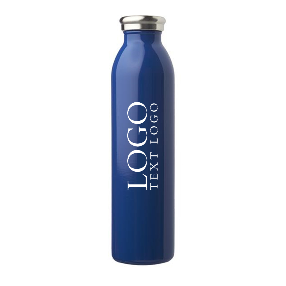 20 Oz Blue Stainless Steel Water Bottle with Logo