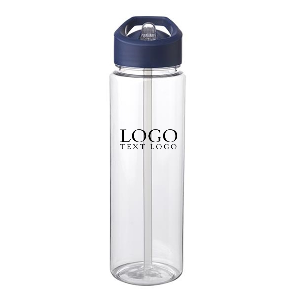 24 Oz Borneo Plastic Water Bottle Blue with Logo