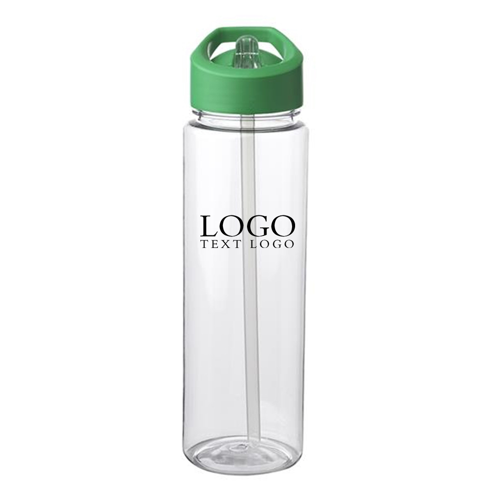 24 Oz Borneo Plastic Water Bottle Green with Logo