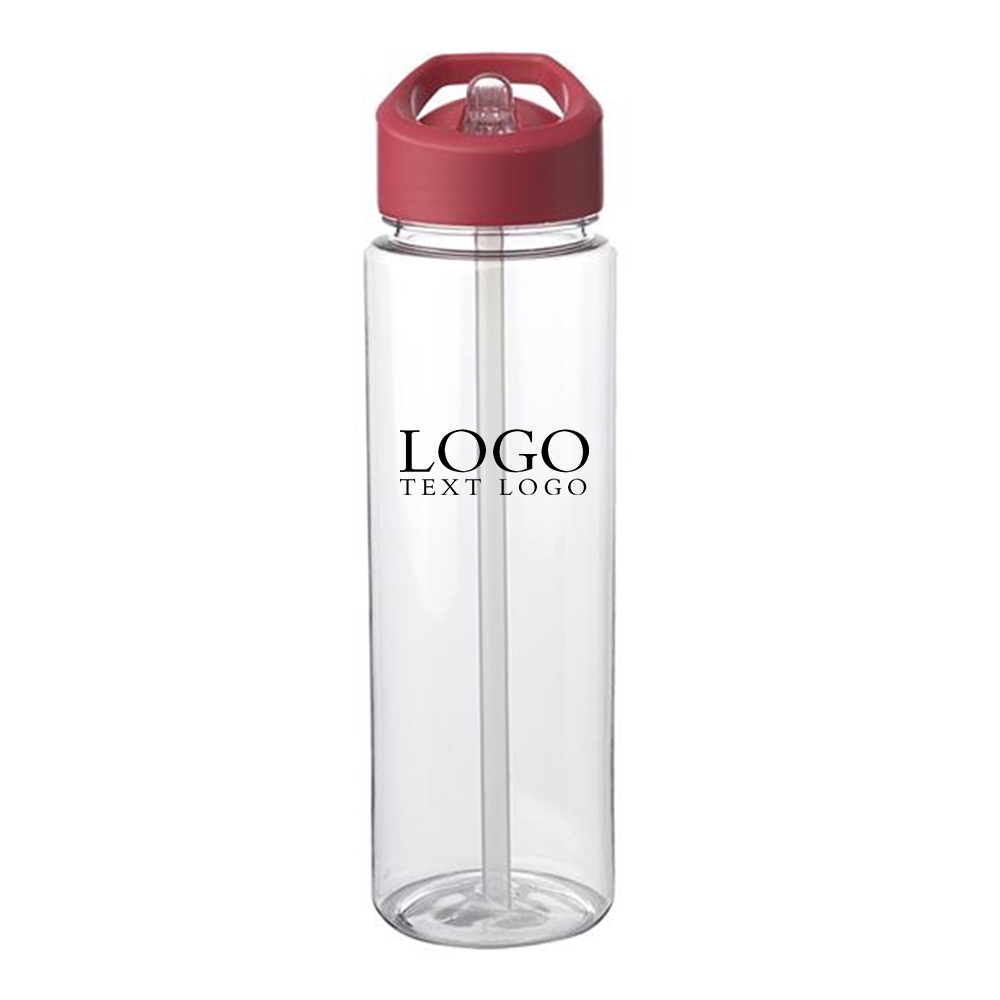 24 Oz Borneo Plastic Water Bottle Red with Logo