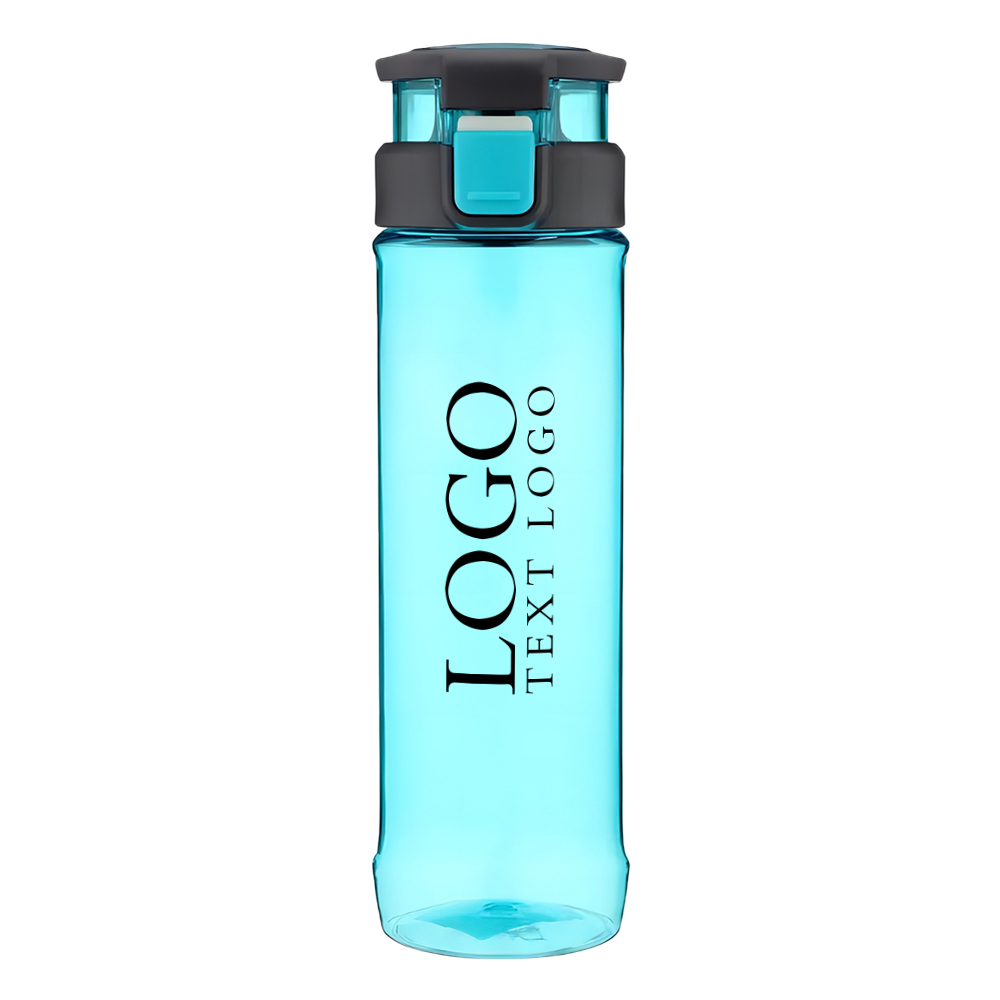 24 Oz Plastic Sports Water Bottle Blue with Logo