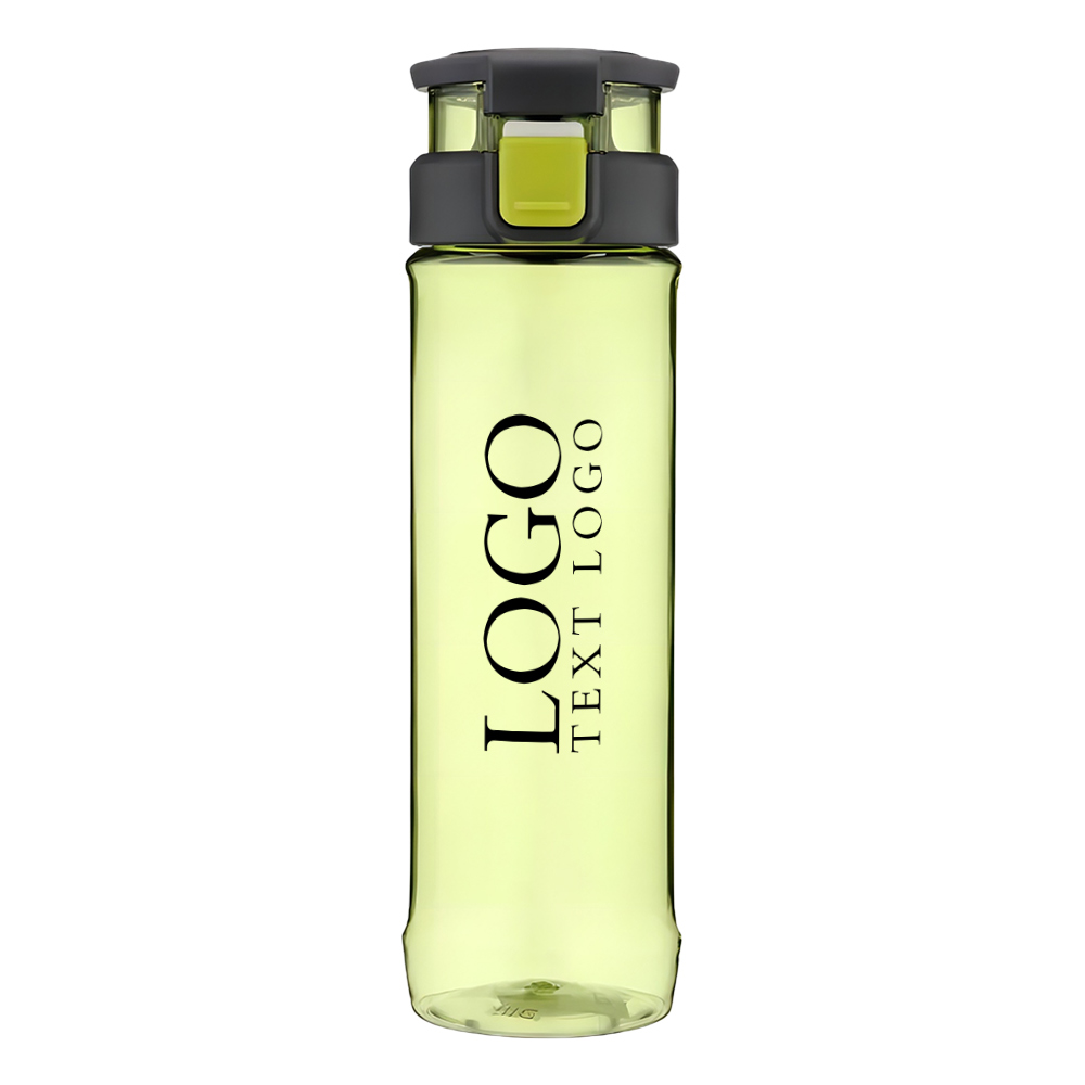24 Oz Plastic Sports Water Bottle Green with Logo