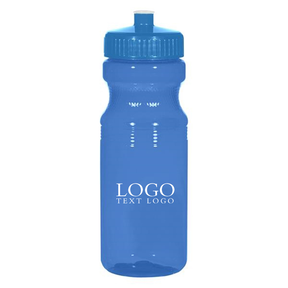 24 Oz Translucent Blue Sports Bottle with Logo