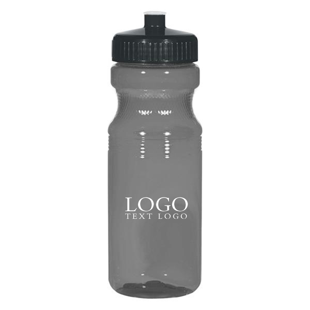 24 Oz Translucent Charcoal Sports Bottle with Logo