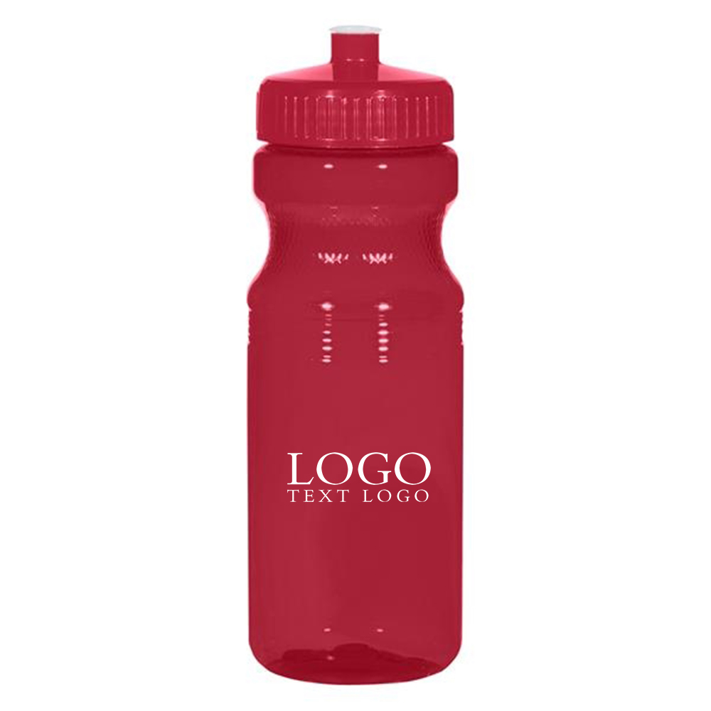 24 Oz Translucent Red Sports Bottle with Logo
