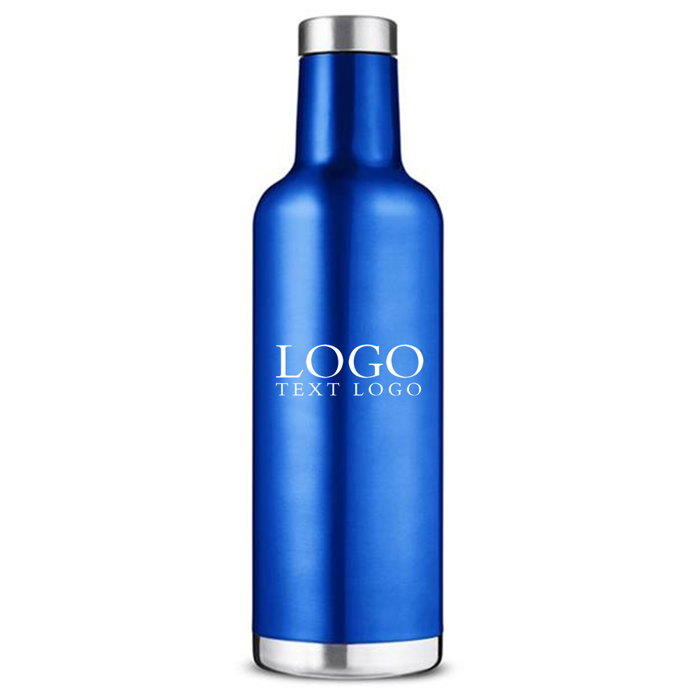 25 Oz Stainless Steel Wine Bottle Blue with Logo