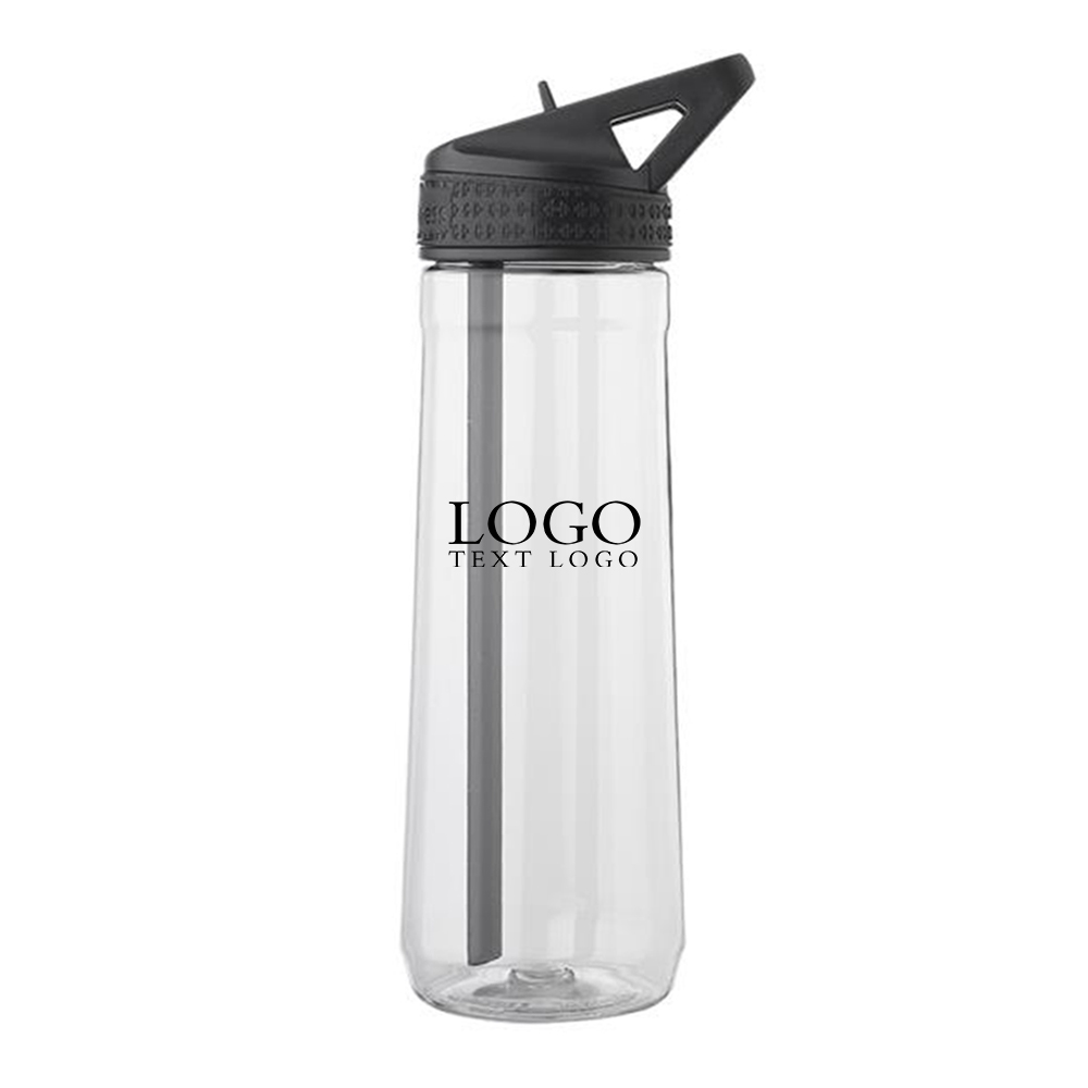 30 Oz Fitness Plastic Water Bottle Black with Logo