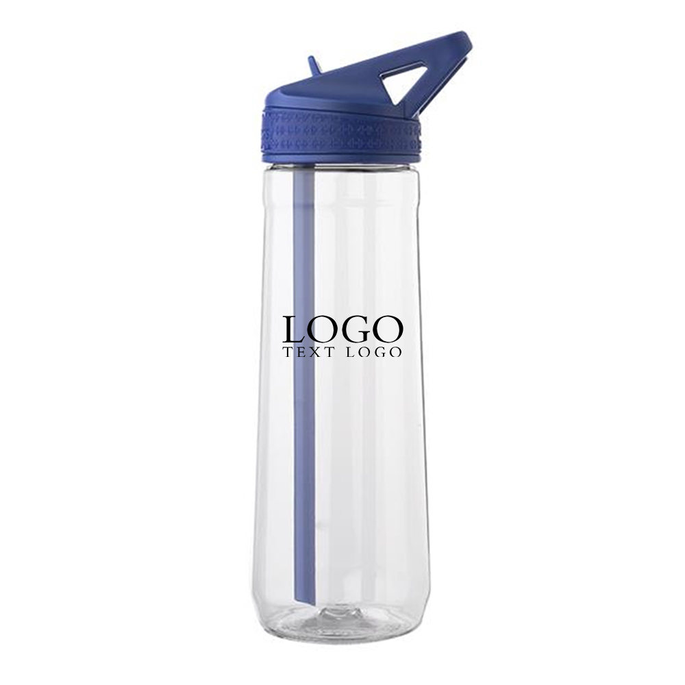 30 Oz Fitness Plastic Water Bottle Blue with Logo