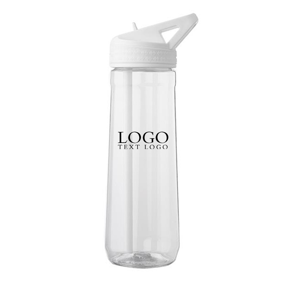 30 Oz Fitness Plastic Water Bottle White with Logo