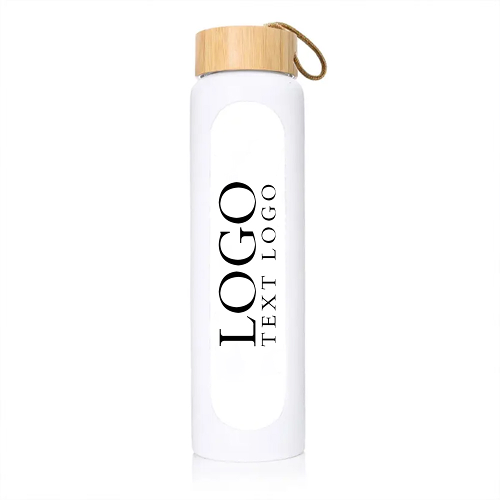 32 Oz Glass Bottle with Time Marker White with Logo