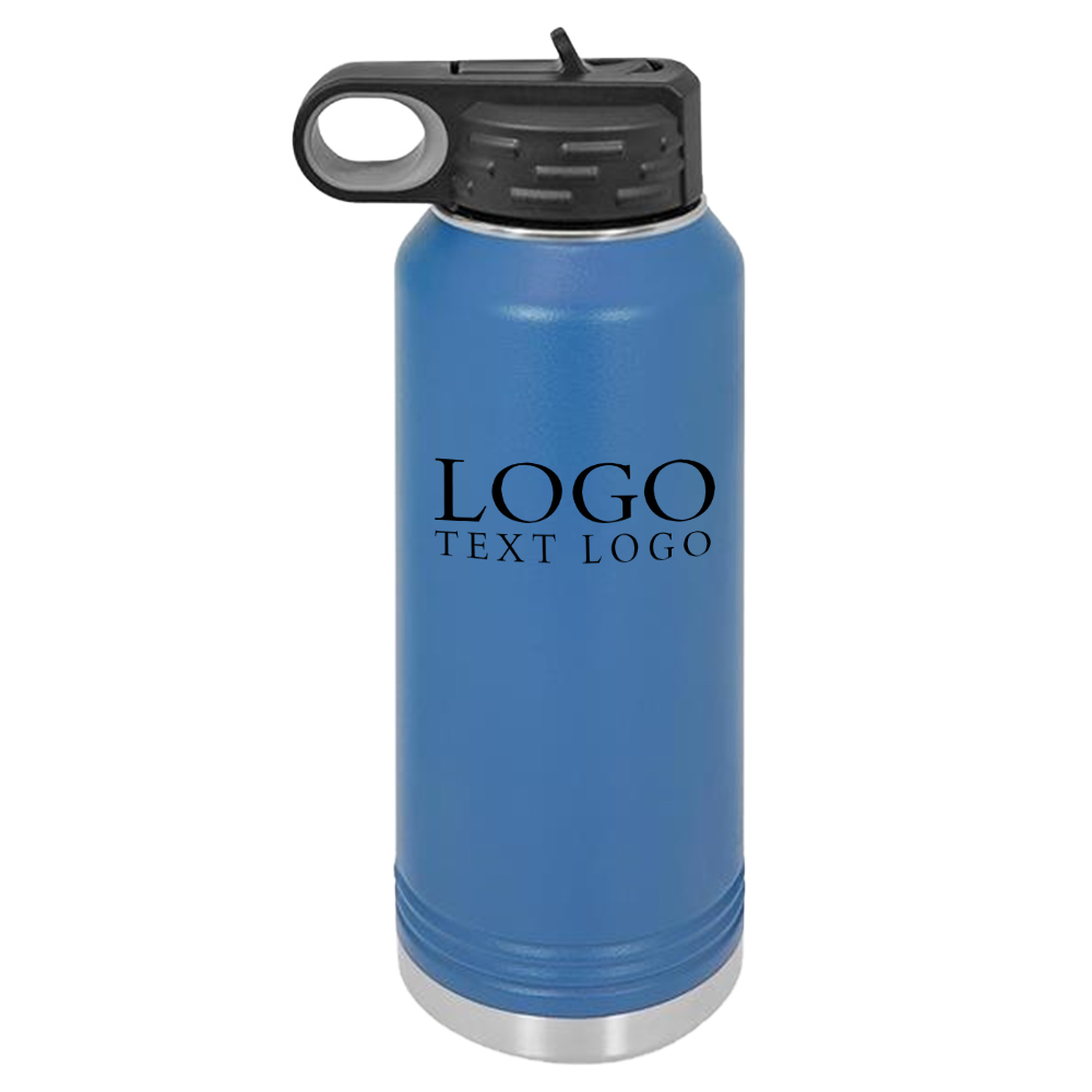 32 Oz Vacuum Insulated Water Bottle Blue with Logo