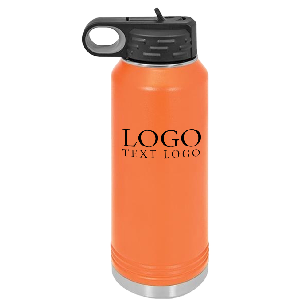 32 Oz Vacuum Insulated Water Bottle Orange with Logo