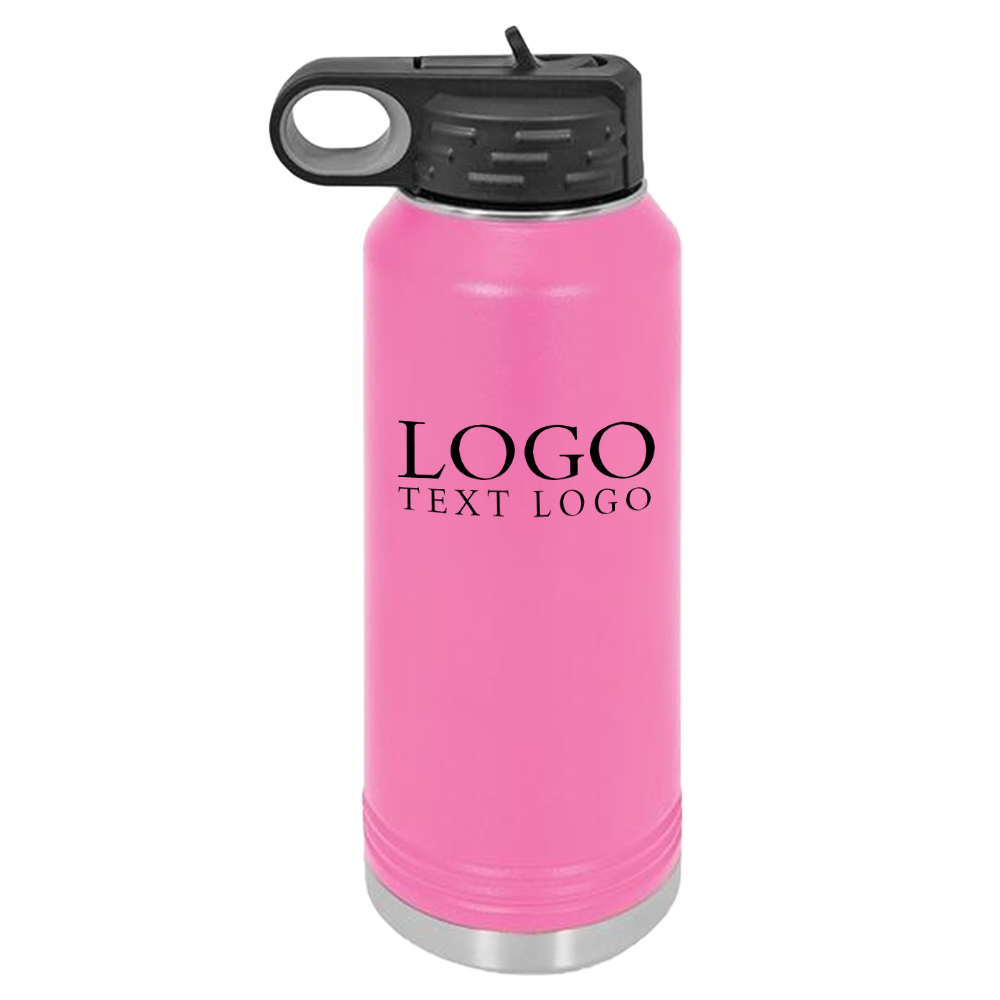 32 Oz Vacuum Insulated Water Bottle Pink with Logo