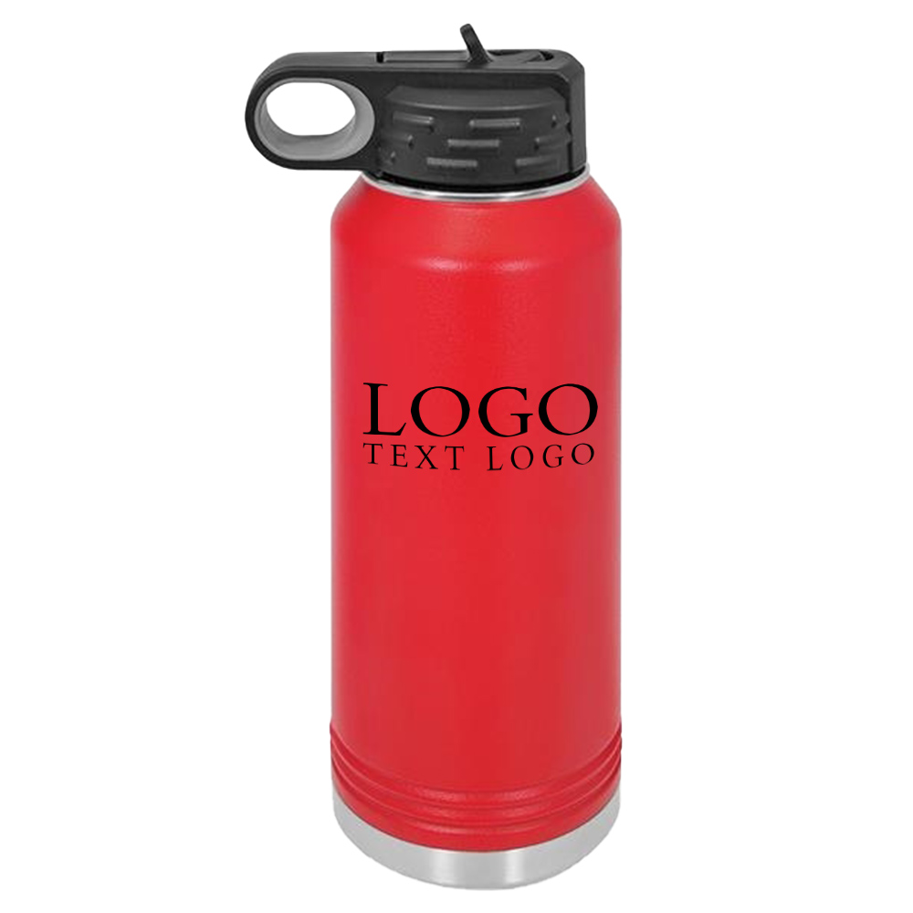 32 Oz Vacuum Insulated Water Bottle Red with Logo