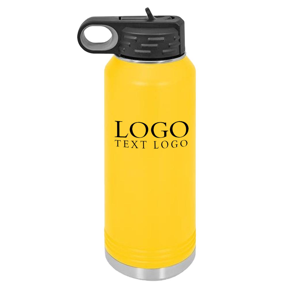 32 Oz Vacuum Insulated Water Bottle Yellow with Logo